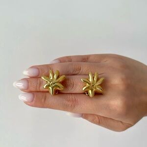 Gold Floral Statement Rings